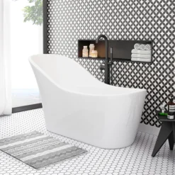 Arezzo Matt Black Freestanding Bath Tap With Shower Mixer -Roc Bathroom Furni Store azfsblkd1