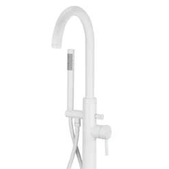 Arezzo Matt White Freestanding Bath Tap With Shower Mixer -Roc Bathroom Furni Store azfswht d2