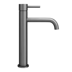 Arezzo Round Gunmetal Grey High Rise Mono Basin Mixer Tap -Roc Bathroom Furni Store azgmhrt d2