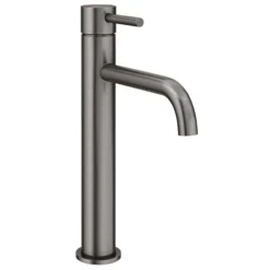 Arezzo Round Gunmetal Grey High Rise Mono Basin Mixer Tap -Roc Bathroom Furni Store azgmhrt n l