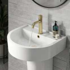 Arezzo Brushed Brass Industrial Style 1-Touch Basin Tap -Roc Bathroom Furni Store azis1tbb n d5