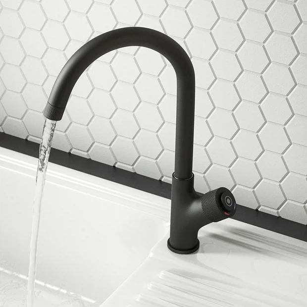 Arezzo Matt Black Industrial Style 1-Touch Kitchen Mixer Tap 4 Arezzo Matt Black Industrial Style 1-Touch Kitchen Mixer Tap - Image 2