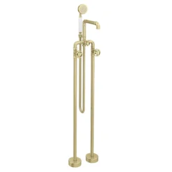 Arezzo Brushed Brass Industrial Style Freestanding Bath Shower Mixer Tap -Roc Bathroom Furni Store azisbb05 n d2