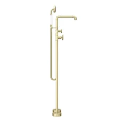Arezzo Brushed Brass Industrial Style Freestanding Bath Shower Mixer Tap -Roc Bathroom Furni Store azisbb05 n d3