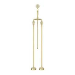 Arezzo Brushed Brass Industrial Style Freestanding Bath Shower Mixer Tap -Roc Bathroom Furni Store azisbb05 n d4