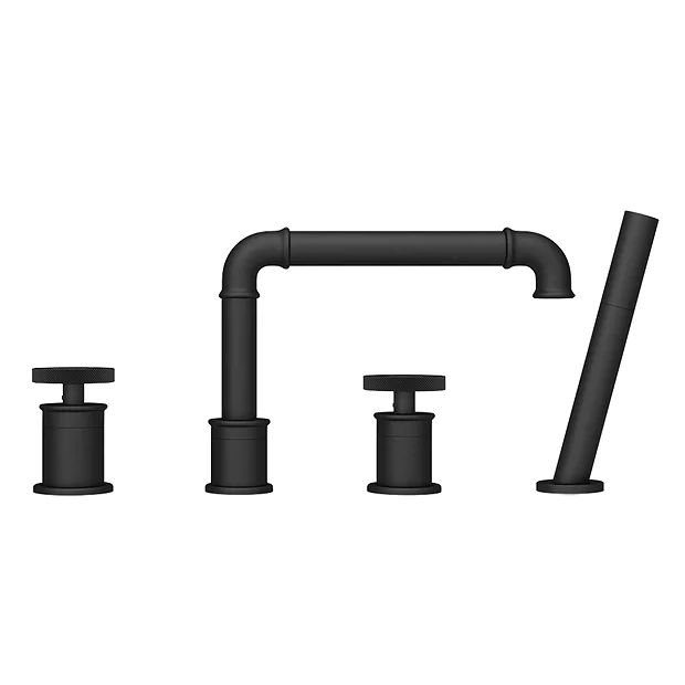Arezzo Matt Black 4TH Industrial Style Deck Mounted Bath Shower Mixer Inc. Pull Out Handset 3 Arezzo Matt Black 4TH Industrial Style Deck Mounted Bath Shower Mixer Inc. Pull Out Handset