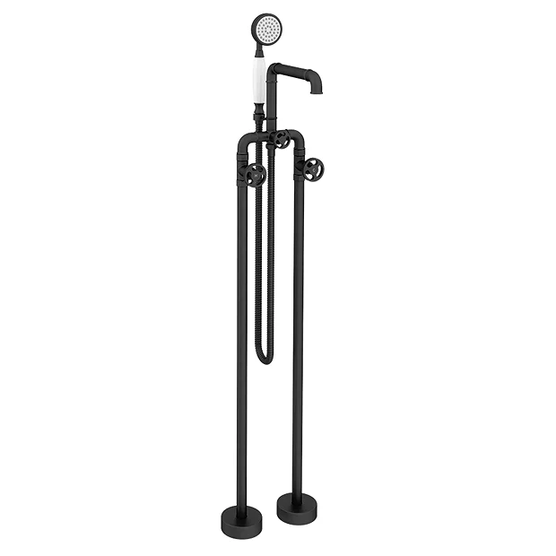 Arezzo Matt Black Industrial Style Freestanding Bath Shower Mixer Tap 6 Arezzo Matt Black Industrial Style Freestanding Bath Shower Mixer Tap - Image 4