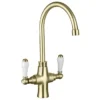 Arezzo Dual-Lever Traditional Kitchen Tap Brushed Brass -Roc Bathroom Furni Store azkt01bb l