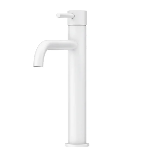Arezzo Round Matt White High Rise Mono Basin Mixer Tap 7 Arezzo Round Matt White High Rise Mono Basin Mixer Tap - Image 5