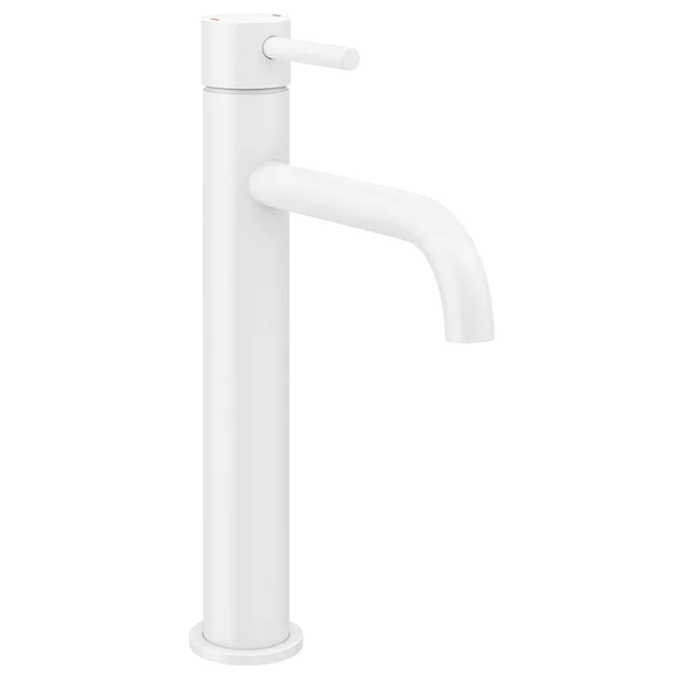 Arezzo Round Matt White High Rise Mono Basin Mixer Tap 4 Arezzo Round Matt White High Rise Mono Basin Mixer Tap - Image 2