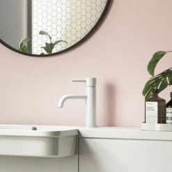 Arezzo Round Matt White Basin Mono Mixer Tap -Roc Bathroom Furni Store azrmwtd1