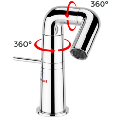 Arezzo Basin Mixer Tap With 360 Degree Rotating Spout Chrome -Roc Bathroom Furni Store azrtchd1
