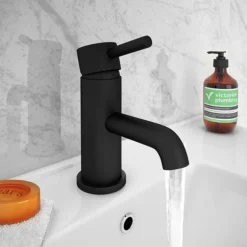 Arezzo Round Matt Black Tap Package (Bath + Basin Tap) -Roc Bathroom Furni Store azrtpk d1