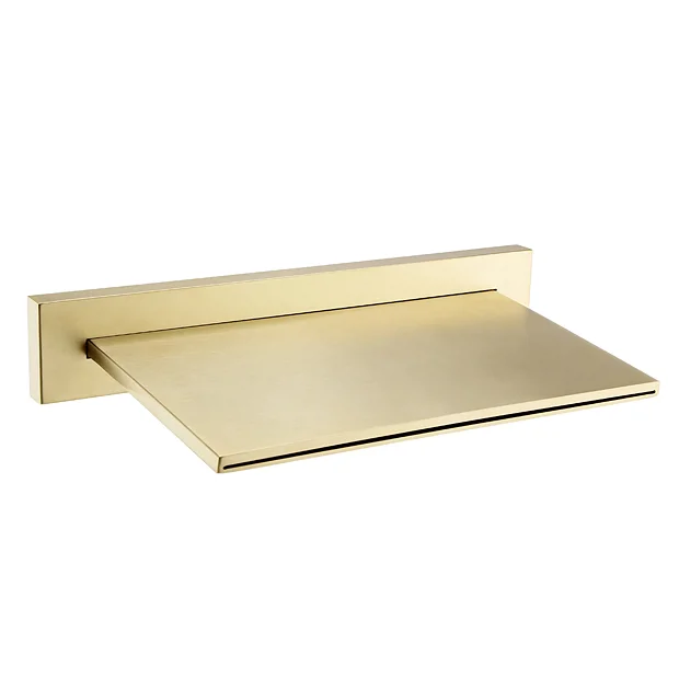 Arezzo Brushed Brass Slimline Waterfall Wall Mounted Bath Spout 4 Arezzo Brushed Brass Slimline Waterfall Wall Mounted Bath Spout - Image 2