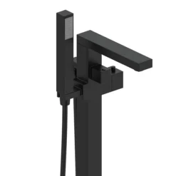 Arezzo Square Thermostatic Floor Mounted Freestanding Bath Shower Mixer Matt Black -Roc Bathroom Furni Store azsqtfstmb1 d1