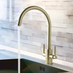 JTP Newbury Brushed Brass Dual Lever Kitchen Sink Mixer -Roc Bathroom Furni Store bbrn182 l