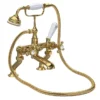 Hudson Reed Brushed Brass Topaz Crosshead Deck Mounted Bath Shower Mixer Inc. Shower Kit -Roc Bathroom Furni Store bc804hx l