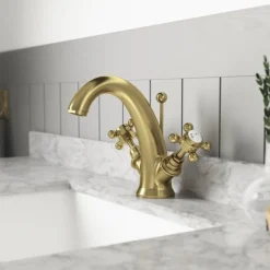 Hudson Reed Brass Topaz Crosshead Mono Basin Mixer W. Pop-Up Waste