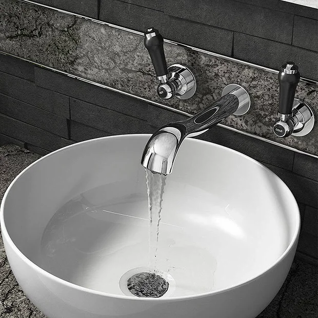 Albert Traditional Wall Mounted Basin Mixer Tap With Black Levers 3 Albert Traditional Wall Mounted Basin Mixer Tap With Black Levers