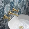 Crosswater Belgravia Unlacquered Brass Crosshead Wall Mounted 3 Hole Set Basin Mixer -Roc Bathroom Furni Store bl131wnq d1