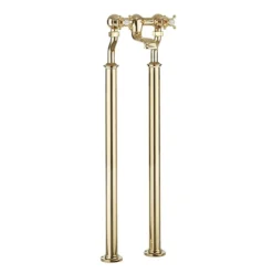 Crosswater Belgravia Unlacquered Brass Crosshead Floor Mounted Freestanding Bath Filler