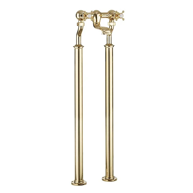 Crosswater Belgravia Unlacquered Brass Crosshead Floor Mounted Freestanding Bath Filler 3 Crosswater Belgravia Unlacquered Brass Crosshead Floor Mounted Freestanding Bath Filler