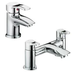 Bristan Capri Contemporary Basin + Bath Filler Tap Pack (inc. Basin Pop-up Waste)