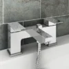 Cast Bath Shower Mixer With 200mm Square Shower Head, Extension Arm + Hose Kit