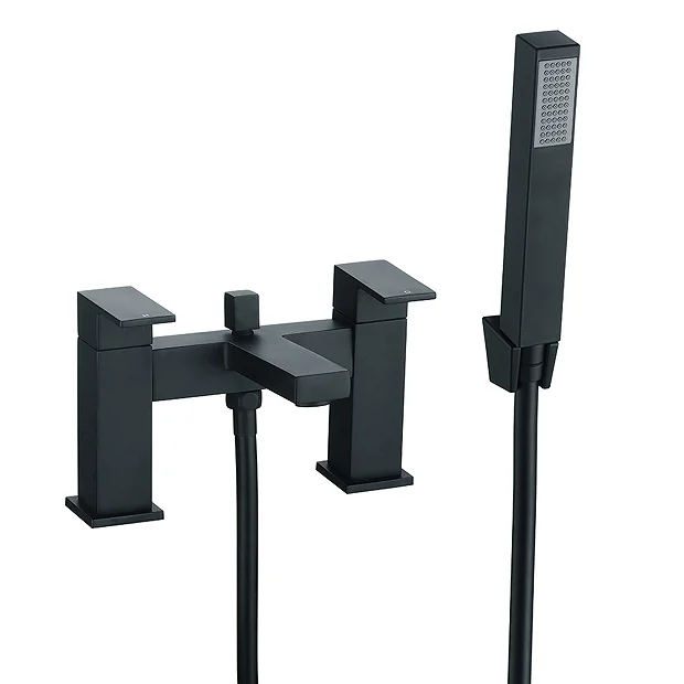 Arezzo Square Matt Black Bath Shower Mixer + Shower Kit 3 Arezzo Square Matt Black Bath Shower Mixer + Shower Kit