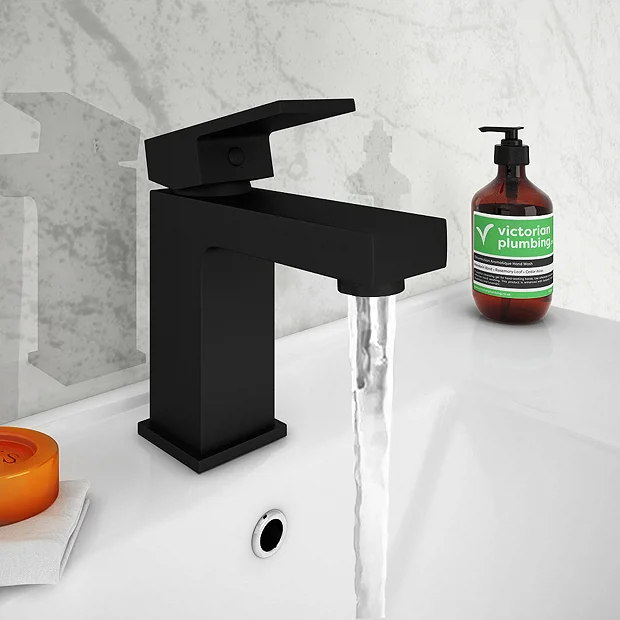 Arezzo Square Matt Black Basin Mono Mixer Tap 5 Arezzo Square Matt Black Basin Mono Mixer Tap - Image 3