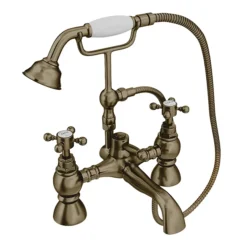 Chatsworth 1928 Antique Brass Crosshead Freestanding Bath Shower Mixer Tap -Roc Bathroom Furni Store chbsmbrafsd3