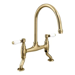Chatsworth Gold Traditional Bridge Lever Kitchen Sink Mixer -Roc Bathroom Furni Store chtktg d1