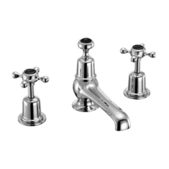 Burlington Claremont Black 3TH Basin Mixer With Pop-up Waste