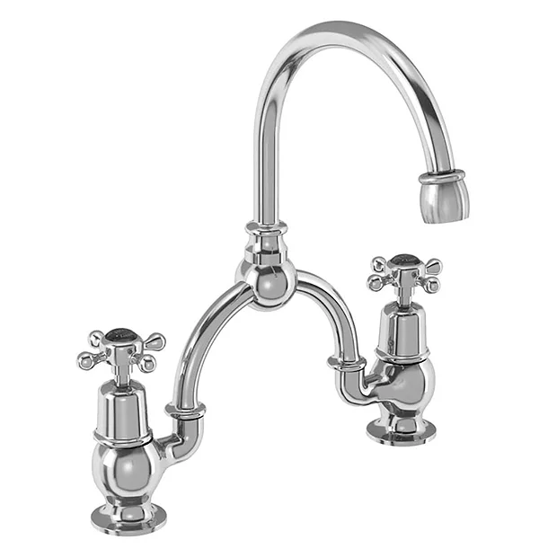 Burlington Claremont Black 2TH Bridge Curved Spout Basin Mixer (230mm Centers) 3 Burlington Claremont Black 2TH Bridge Curved Spout Basin Mixer (230mm Centers)