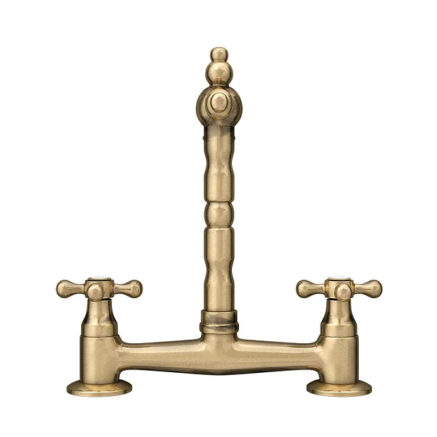 Britannia Classic Bridge Sink Mixer - Brushed Brass 3 Britannia Classic Bridge Sink Mixer - Brushed Brass