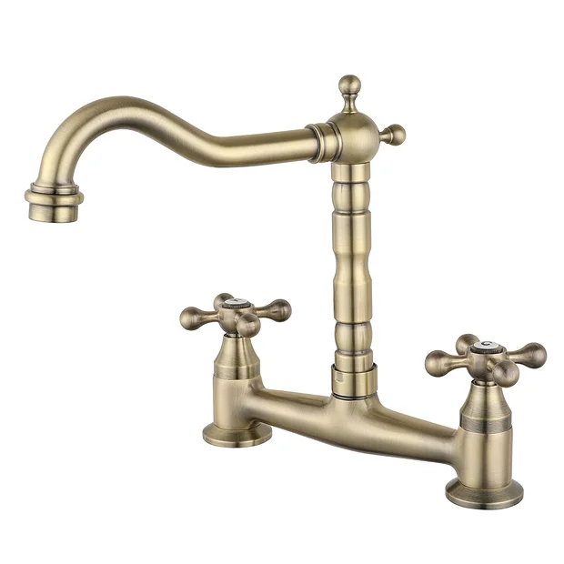 Britannia Classic Bridge Sink Mixer - Brushed Brass 5 Britannia Classic Bridge Sink Mixer - Brushed Brass - Image 3