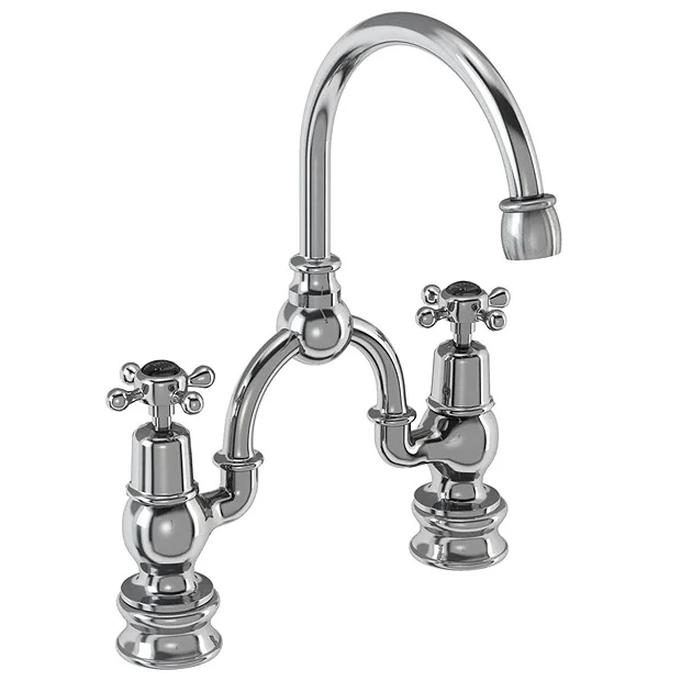 Burlington Claremont Regent Black 2TH Bridge Curved Spout Basin Mixer (200mm Centers) 3 Burlington Claremont Regent Black 2TH Bridge Curved Spout Basin Mixer (200mm Centers)