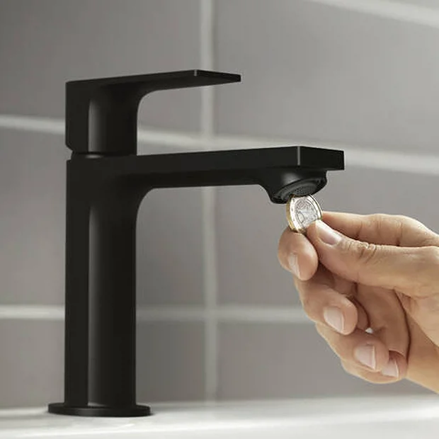Hansgrohe Rebris E CoolStart Single Lever Basin Mixer 110 With Pop-up Waste - Matt Black 5 Hansgrohe Rebris E CoolStart Single Lever Basin Mixer 110 With Pop-up Waste - Matt Black - Image 3