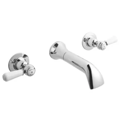 Hudson Reed Topaz Lever Wall Mounted Bath Spout + Stop Taps