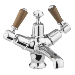 Burlington Kensington Walnut Basin Mixer With Click Clack Waste