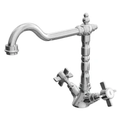 Classic Style Mono Kitchen Sink Mixer Tap With Cross Head Handles - Chrome