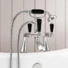 Lancaster Black Traditional Freestanding Chrome Bath Shower Mixer & Shower Kit