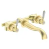 Lancaster Traditional Brushed Brass Wall Mounted Lever Basin Mixer Tap