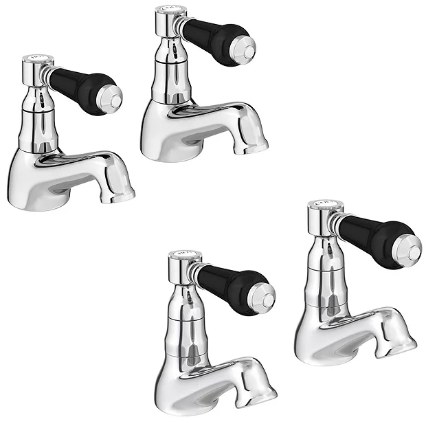 Lancaster Black Traditional Basin + Bath Tap Set 4 Lancaster Black Traditional Basin + Bath Tap Set - Image 2