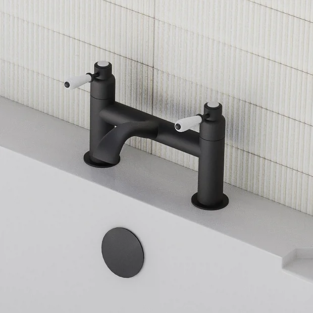 Lancaster Traditional Matt Black Lever Bath Filler Tap 5 Lancaster Traditional Matt Black Lever Bath Filler Tap - Image 3