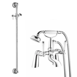 Lancaster Traditional Bath Shower Mixer With Slider Rail Kit - Chrome -Roc Bathroom Furni Store lsrk l2
