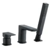 Mileto Matt Black Deck Mounted (3TH) Bath Shower Mixer Tap Incl. Shower Kit -Roc Bathroom Furni Store m14blk l