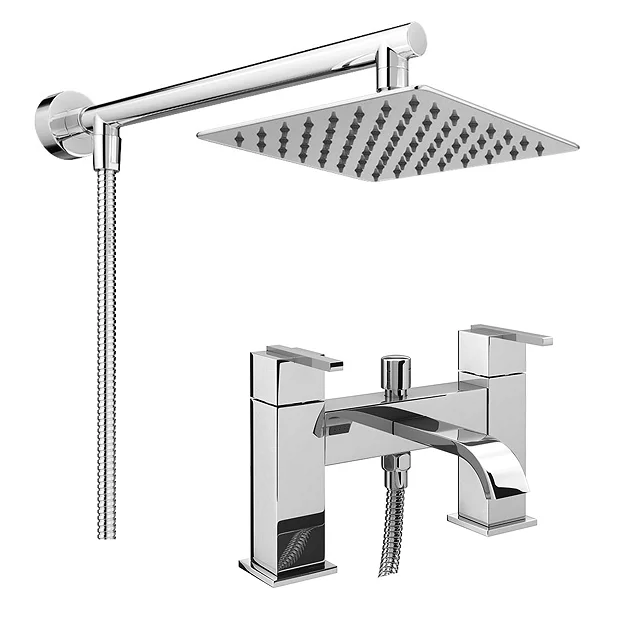 Milan Modern Bath Shower Mixer Incl. Overhead Rainfall Shower Head 4 Milan Modern Bath Shower Mixer Incl. Overhead Rainfall Shower Head - Image 2