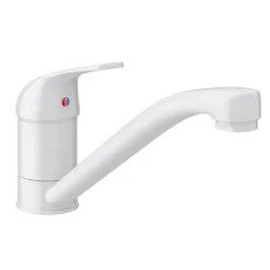 Neptune White Single Lever Kitchen Sink Mixer Tap With Swivel Spout