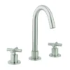 Crosswater MPRO Crosshead Brushed Stainless Steel Deck Mounted 3 Hole Set Basin Mixer -Roc Bathroom Furni Store prc135dnv l